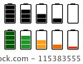 Battery charge level icon set collection. Flat style design 115383555