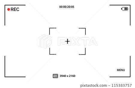 Video camera viewfinder . Video filming screen vector template. Camera display full hd format. Video camera viewfinder . Video filming screen vector template. Camera display full hd format. 115383757