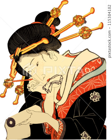 一名妓女一邊抽煙鬥一邊寫銷售電子郵件。 115384182