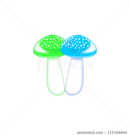 Green and blue mushrooms 115384694