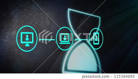Image of egg timer icon over media icons Image of egg timer icon over media icons 115384893