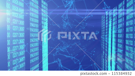 Image of network of connections on blue background 115384932