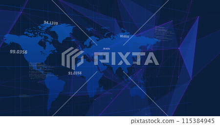 Image of network of connections over world map 115384945