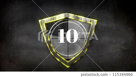 Image of countdown and shield on gray background Image of countdown and shield on gray background 115384966