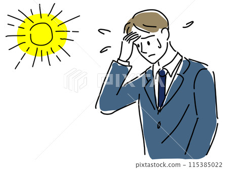 A businessman who is unwell due to heat stroke 115385022