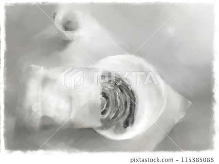 Landscape illustration with danish pastries and drinks on a desk Landscape illustration with danish pastries and drinks on a desk 115385088