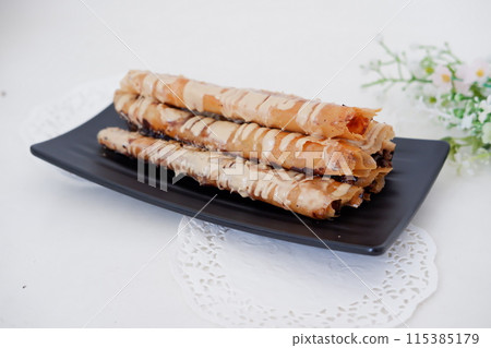 Delicious Tiramisu Banana Roll as a Background 115385179