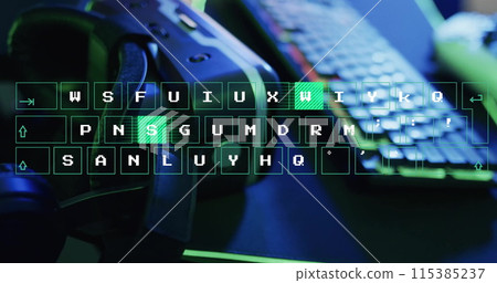 Image of digital data processing over computer 115385237