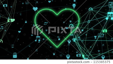 Image of network of connections over heart Image of network of connections over heart 115385375