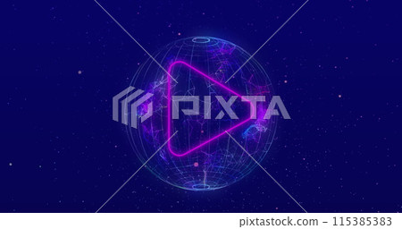 Image of neon arrow over globe Image of neon arrow over globe 115385383