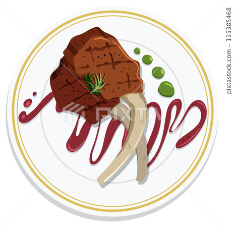 Gourmet Lamb Chops on Plate Gourmet Lamb Chops on Plate 115385468