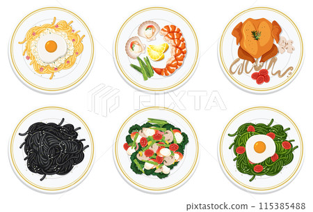 Delicious Food Plates Collection Delicious Food Plates Collection 115385488
