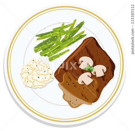 Delicious Steak Dinner Plate 115385512