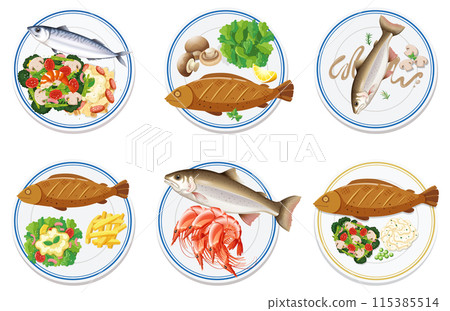 Delicious Fish Dishes Collection 115385514