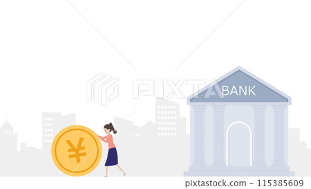 年輕女子匆匆從銀行領錢 115385609