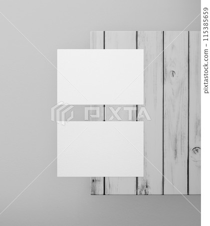 Blank white business name card mockup, Top view, 3D rendering, Generative AI 115385659