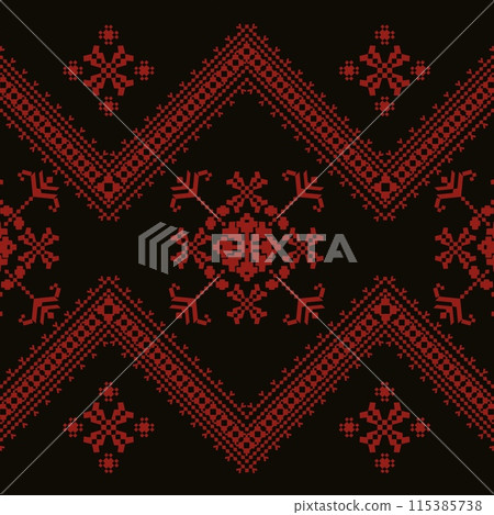 Explore the intricate African ethnic fabric pattern featuring vibrant red ethnic and black floral motifs, enhancing the visual depth ethnic and cultural richness. Ideal for textile enthusiasts seeking Explore the intricate African ethnic fabric pattern featuring vibrant red ethnic and black floral motifs, enhancing the visual depth ethnic and cultural richness. Ideal for textile enthusiasts seeking 115385738