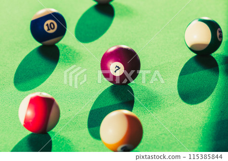 Snooker ball on billiard table 115385844