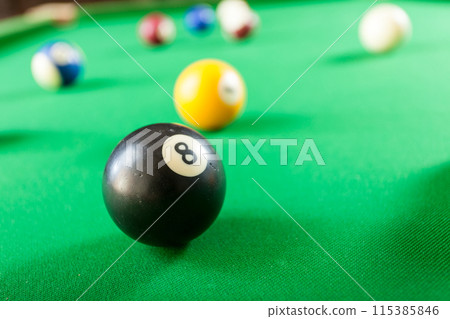 Snooker ball on billiard table Snooker ball on billiard table 115385846