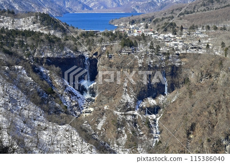 View of Lake Chuzenji and Kegon Falls from the Oku-Nikko Myochidaira Observatory 115386040