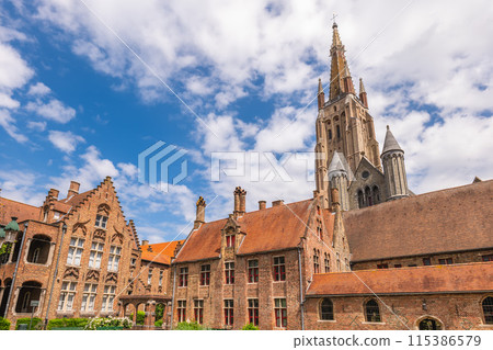 Bell tower of Church of Our Lady located at Bruges in Belgium Bell tower of Church of Our Lady located at Bruges in Belgium 115386579