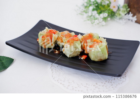 delicious fresh dim sum as a background delicious fresh dim sum as a background 115386676