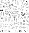 Hand-Drawn Coronavirus (COVID-19) Doodle Clipart 115386723