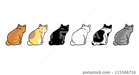 cat vector kitten calico neko sitting icon pet cartoon character colorful munchkin illustration symbol clip art isolated 115386738