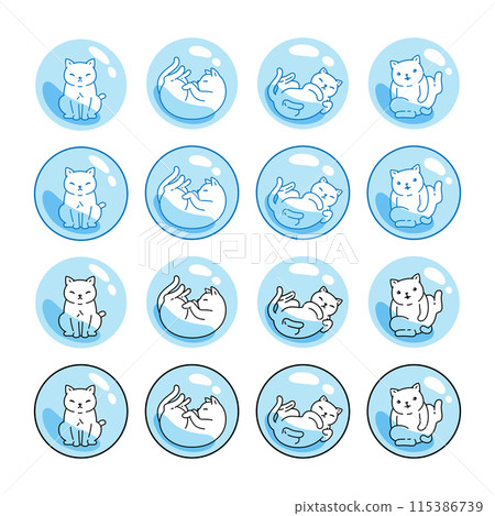 cat vector kitten soap bubble icon calico neko pet cartoon character munchkin isolated illustration symbol clip art 115386739