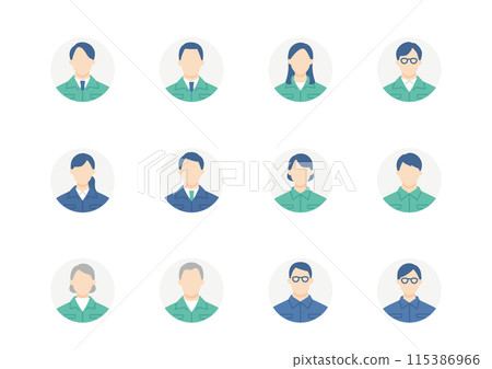 Work clothes people icon set circle background 115386966