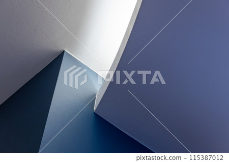 Abstract blue white minimal architecture background, interior fragment 115387012