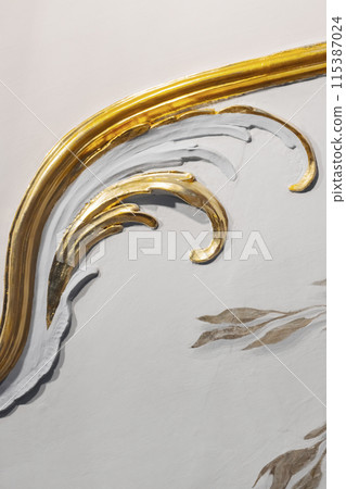 Classic vintage luxury interior details, gold colored elements 115387024