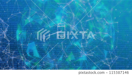 Image of data processing over media icons 115387146