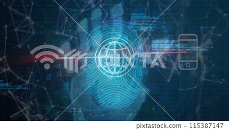 Image of data processing over media icons 115387147