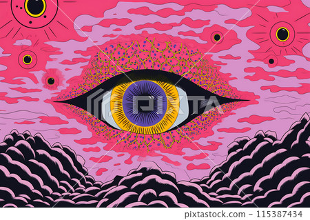 Eye surrounded by clouds 115387434