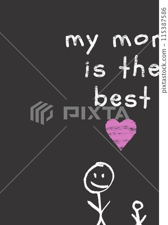 Celebrating motherhood, a child's drawing with heartfelt message conveys love and appreciation 115387586