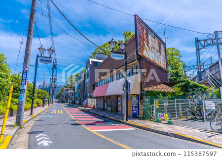 Tokyo cityscape in Japan, overlooking the Tokyu Railway Tamagawa Station (South Exit) 115387597
