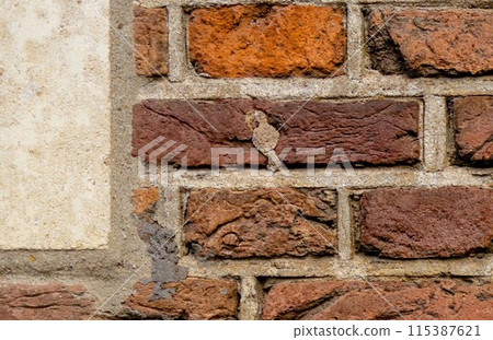 Showcasing texture, a close-up of a brick wall 115387621