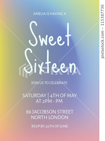 Celebrate in style, pastel invite for Sweet Sixteen Celebrate in style, pastel invite for Sweet Sixteen 115387730