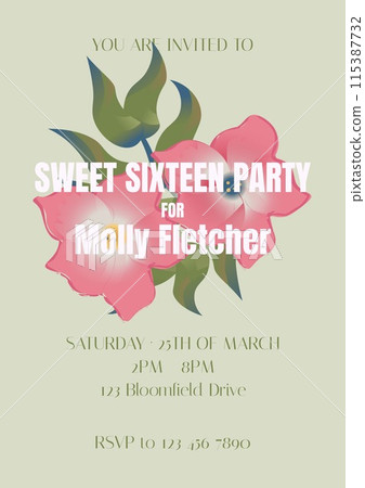 Celebrate in style, floral invitation design 115387732