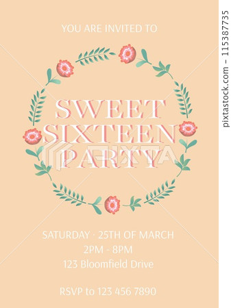 Celebrating a milestone, the floral wreath encapsulates the joy of a Sweet Sixteen Party 115387735