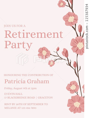 Celebrate milestones, floral retirement party invite Celebrate milestones, floral retirement party invite 115387934