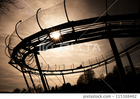 Bobsled track silhouette - Lipno, Czechia, Europe Bobsled track silhouette - Lipno, Czechia, Europe 115388402