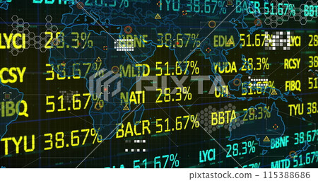 Image of financial data processing over dark background 115388686