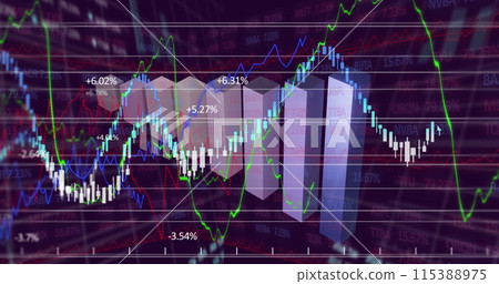 Image of financial data processing over grid Image of financial data processing over grid 115388975