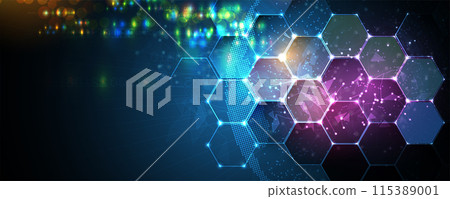 Abstract Computer technology background. network visual connection. Vector art. 115389001