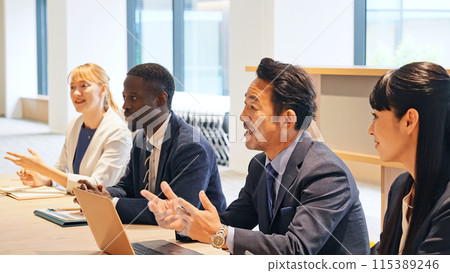 A group of multinational business people having a meeting A group of multinational business people having a meeting 115389246