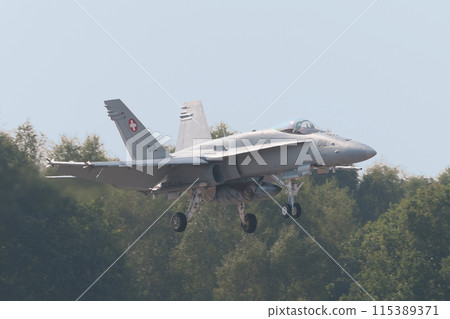 Swiss Air Force F/A-18C Hornet landing Swiss Air Force F/A-18C Hornet landing 115389371