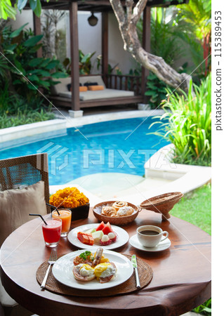 Breakfast on the hotel terrace Breakfast on the hotel terrace 115389453