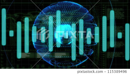 Image of data processing over globe Image of data processing over globe 115389496